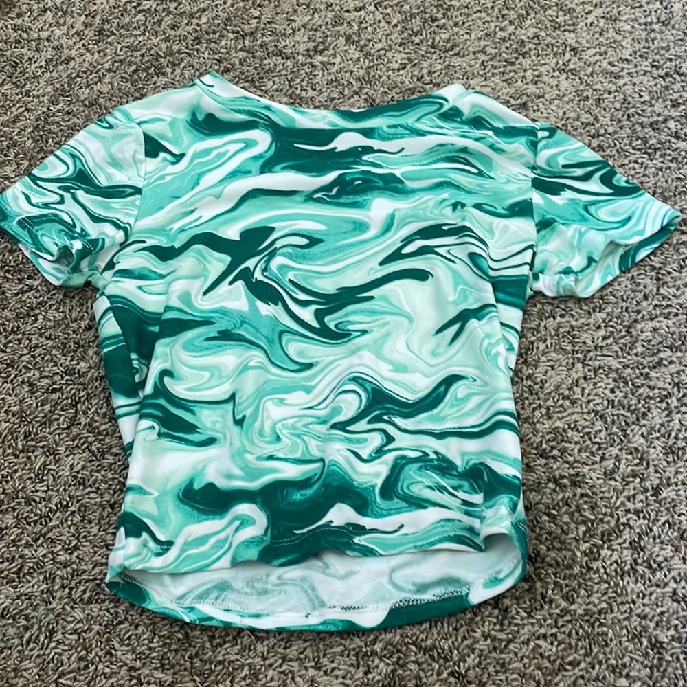 Green patterned crop top